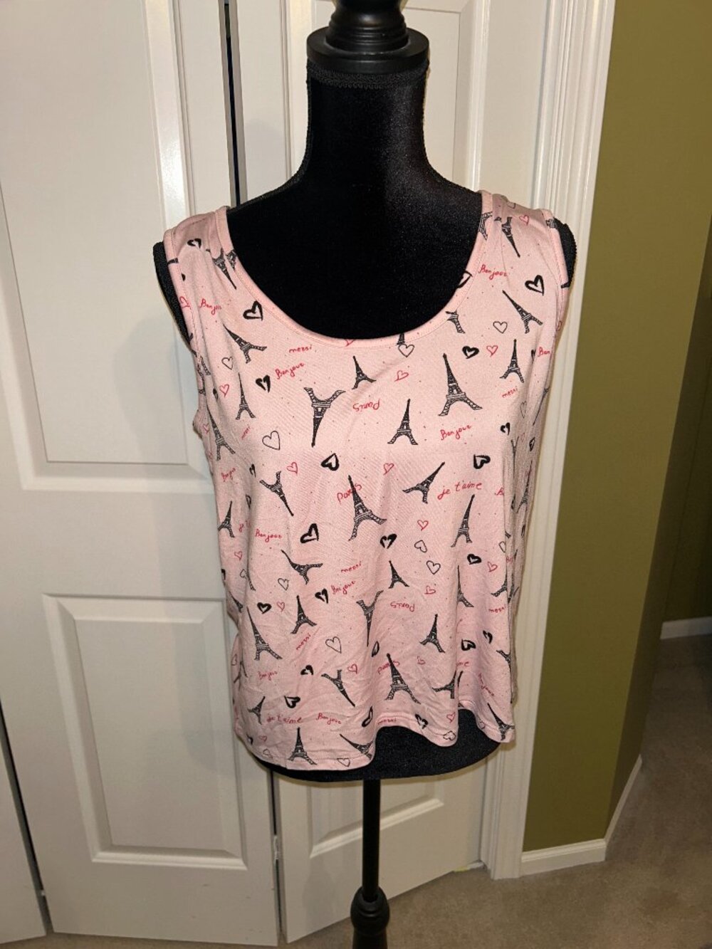 Light Pink French-themed Pajama Tank Top